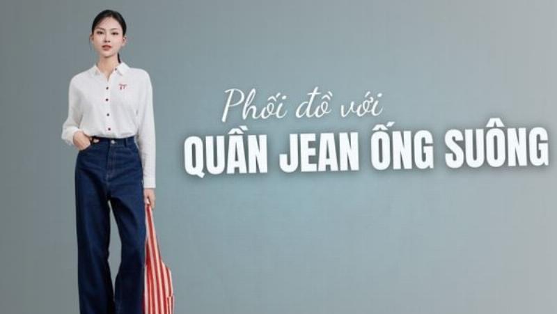 Mot co gai mac ao ba lo nu form rong mau trang kem quan ong rong mau be, phong cach toi gian va thanh lich.